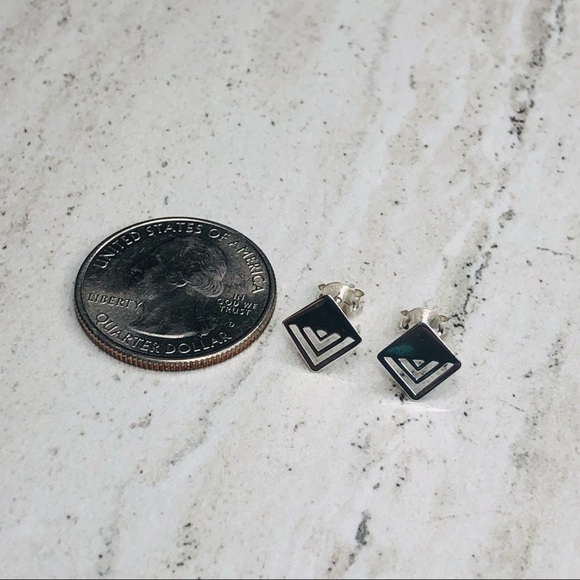 925 Sterling Silver Geometric Square Earrings - Picture 14 of 16
